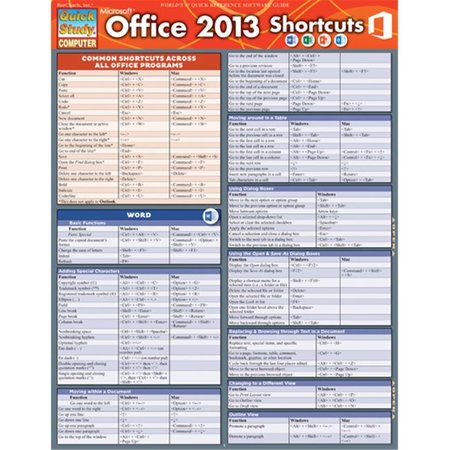 BARCHARTS Microsoft Office 2013 Shortcuts Quickstudy Easel 9781423221715